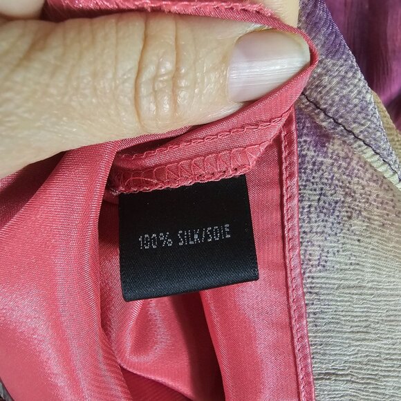 Lafayette 148 Silk Midi Skirt Purple Pink Watercolor 8 Flowy Chiffon Whimsical - Picture 9 of 9